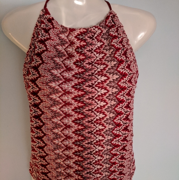 uncivilized Tops - Women's lined 3string pinkburgundywhite halter top